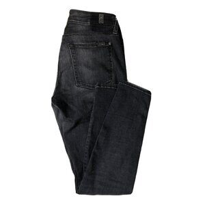 7 For All Mankind Womens 27x29 Black Denim Jeans Skinny Distressed Stretch